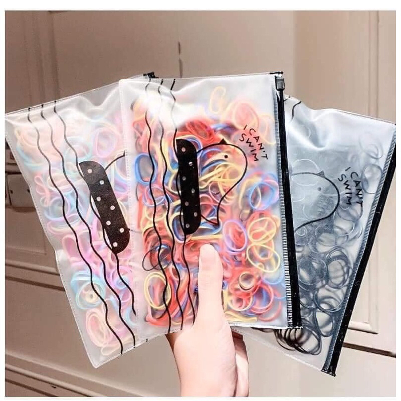 Dây cột tóc nữ đa năng túi 1000 cái , 1000 dây thun buộc tóc cho bé, thun cột tóc nhiều màu co giãn siêu tốt cho bé