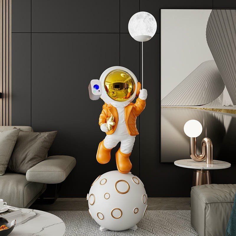 Tượng trang trí bê khay kèm đèn-loa bluetooth cao 140cm-Mô hình phi hành gia decor nhà cửa đẹp,sang chảnh,độc đáo