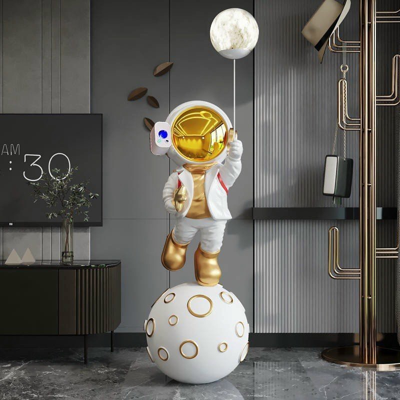 Tượng trang trí bê khay kèm đèn-loa bluetooth cao 140cm-Mô hình phi hành gia decor nhà cửa đẹp,sang chảnh,độc đáo
