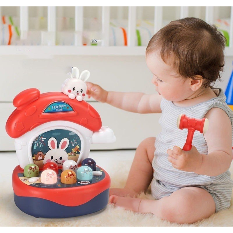 Đồ chơi đập chuột hình thỏ cho bé, đập chuột có nhạc, đèn vui nhộn giúp bé phát triển trí tuệ