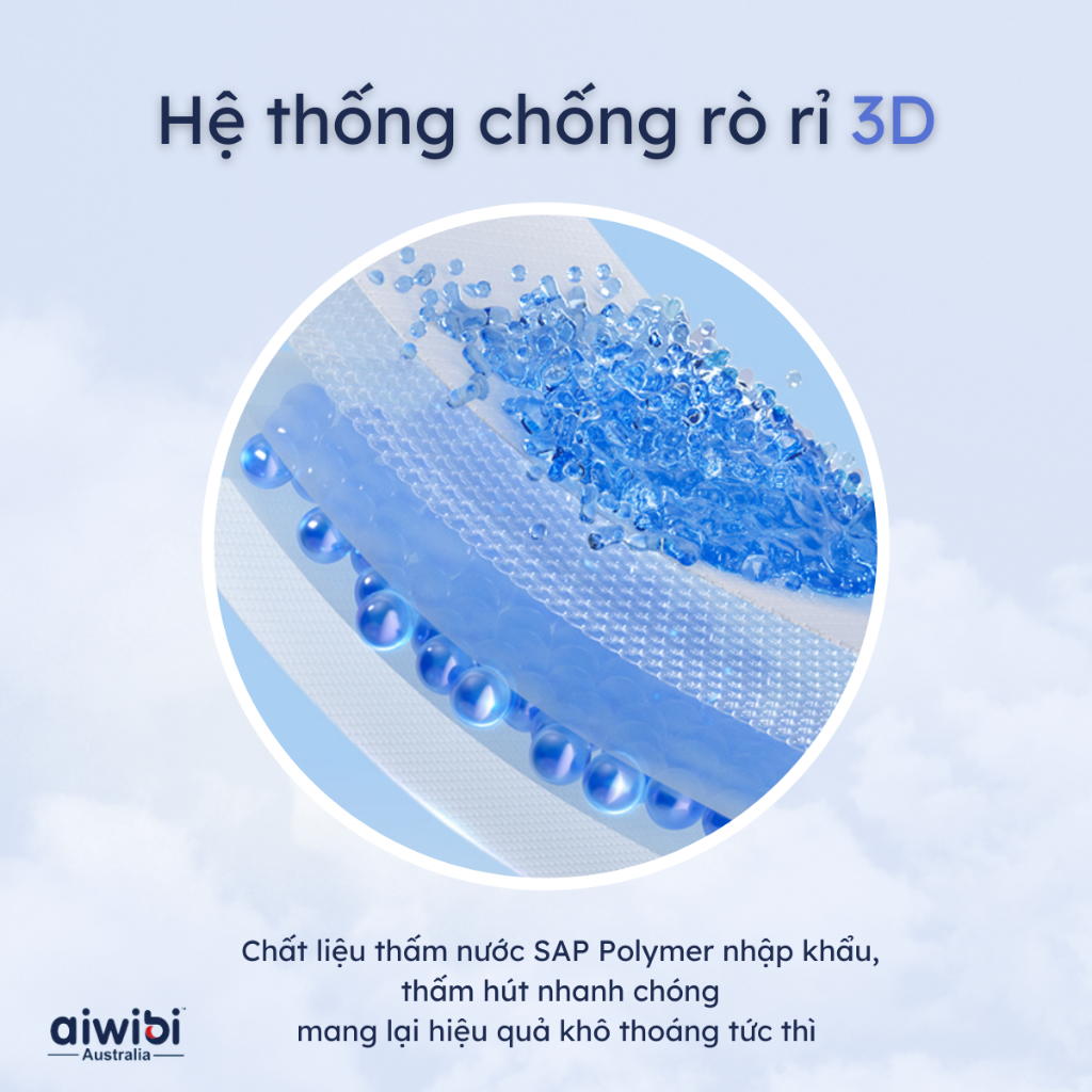 Tã/Bỉm Quần Cao Cấp Aiwibi Siêu mỏng Thấm hút tức thì 2 Miếng/Gói - S/M/L/XL/XXL/XXXL