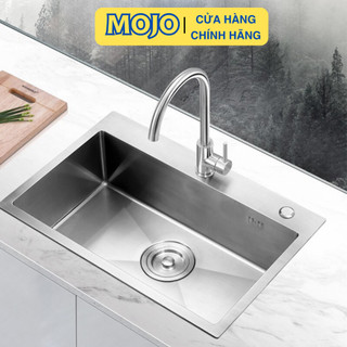 Chậu rửa bát 1 hố to đúc 100% inox304 bồn rửa chén 1 hộc dày 3.5mm cao cấp mojo