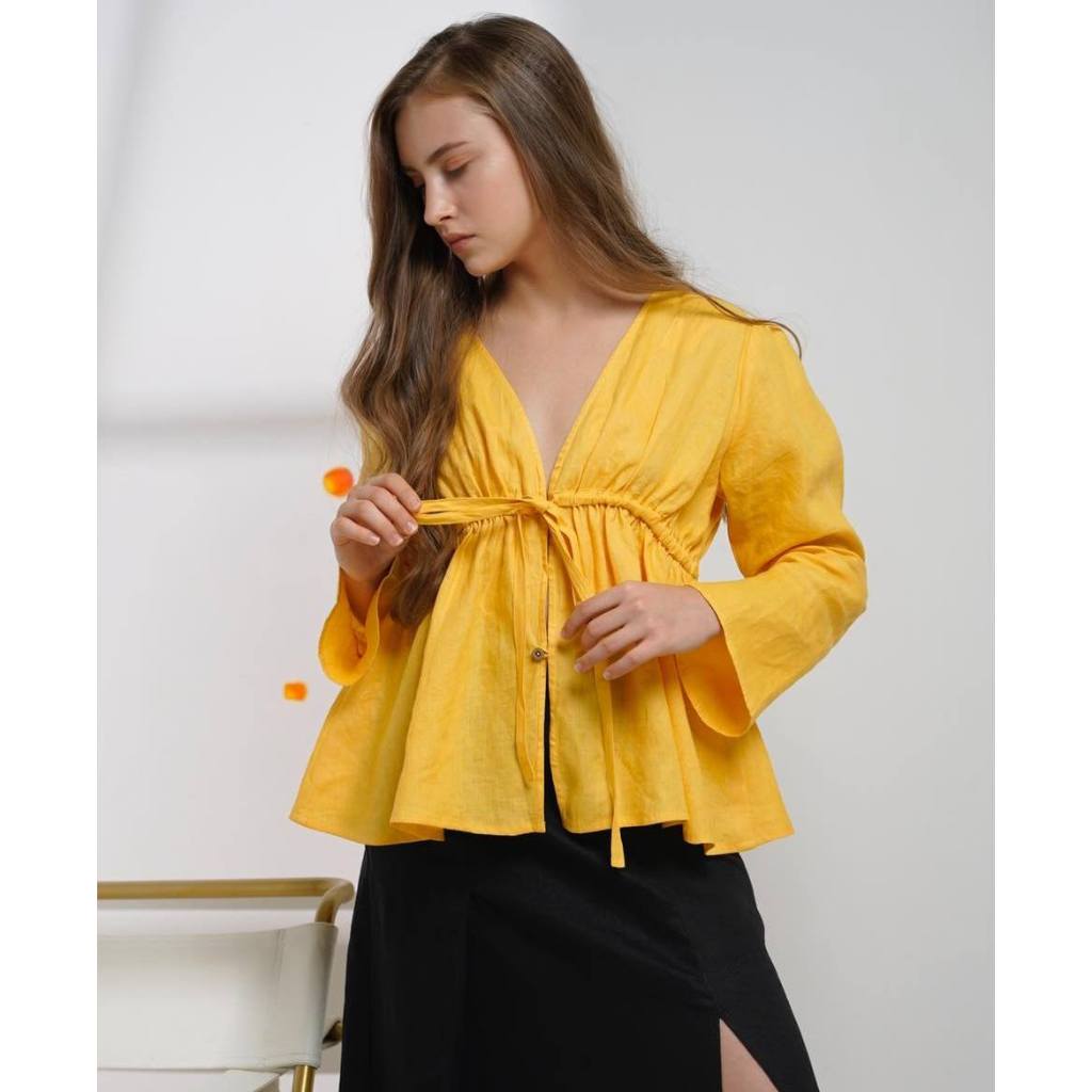 Áo linen premium Cuddle màu vàng - freesize