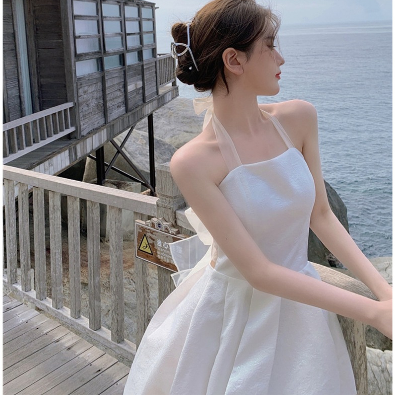 (Sale up to 50%). Đầm Đi Tiệc Hoặc Đi Biển Ngắn Xòe Lưng Hở Gợi Cảm Kiểu Hàn Quốc Geisha Géis