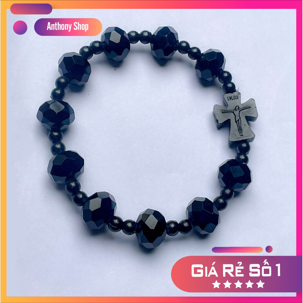 Chuỗi Mân Côi đá Phale Đen Tròn