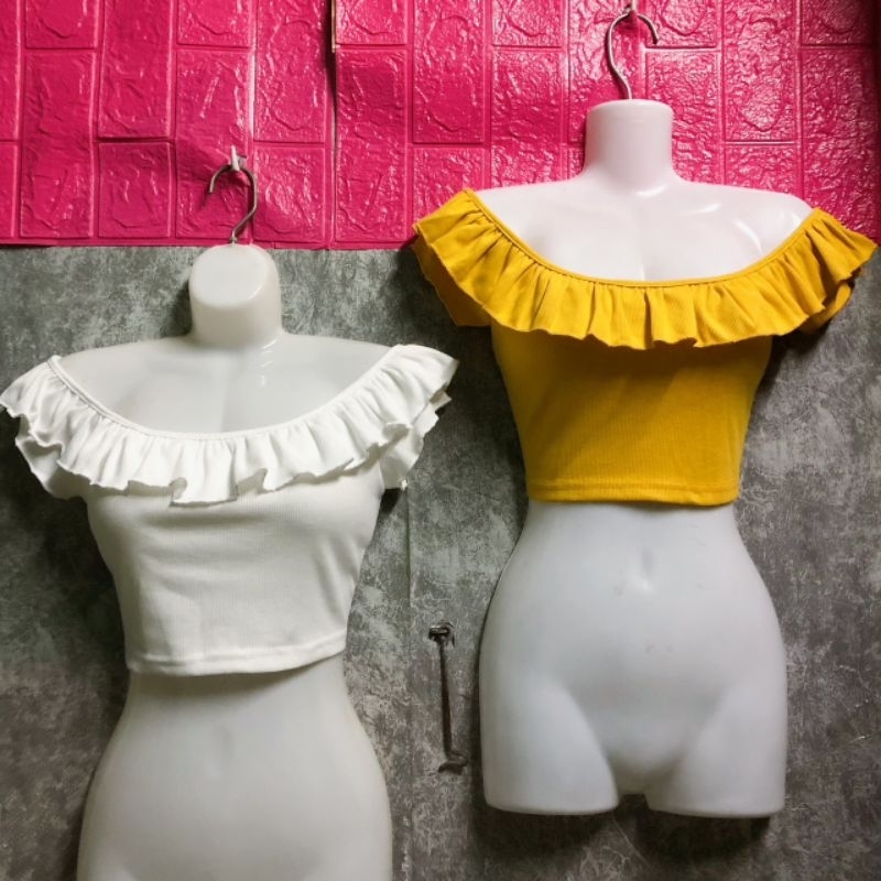 Áo bẹt vai croptop