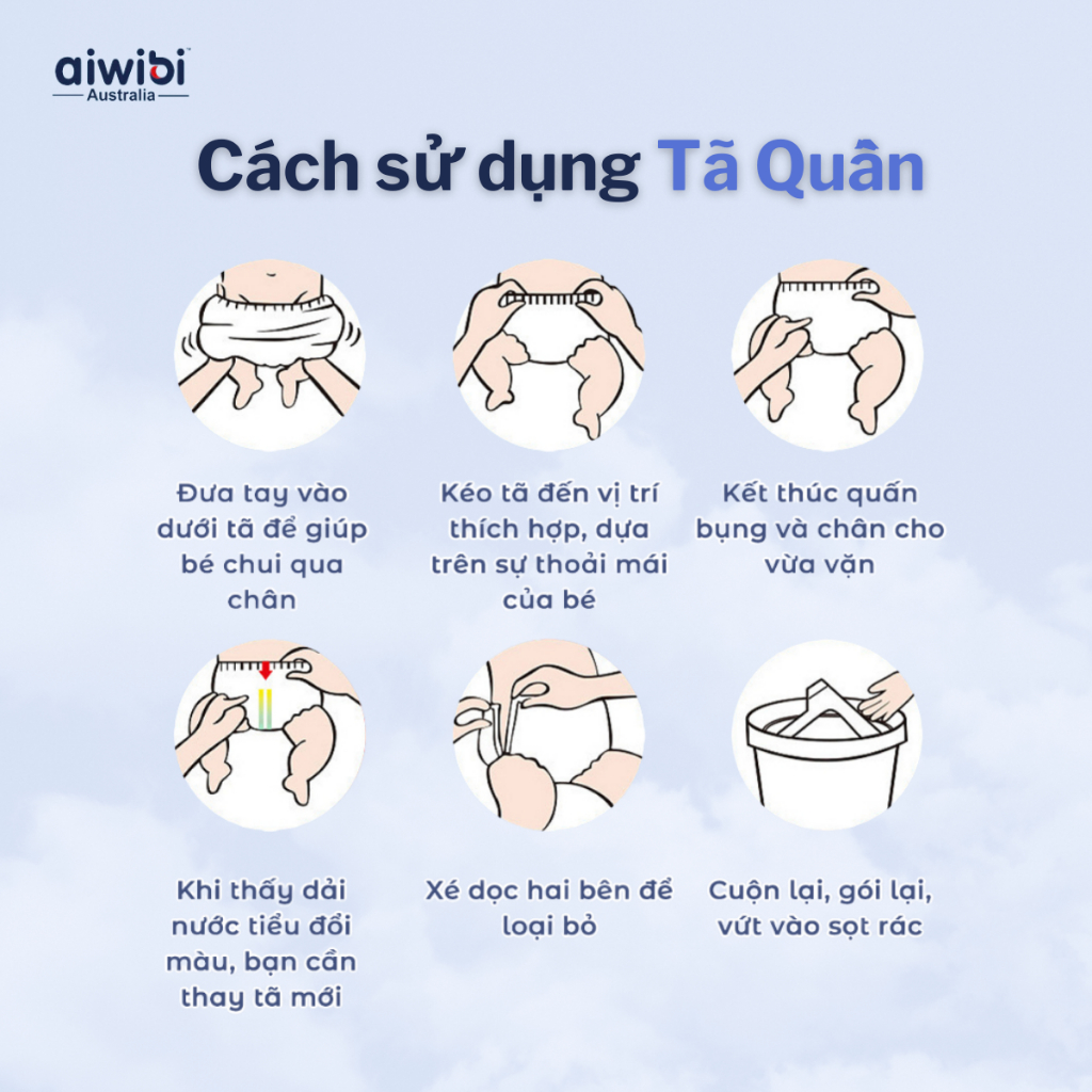 Tã/Bỉm Quần Cao Cấp Aiwibi Siêu mỏng Thấm hút tức thì 2 Miếng/Gói - S/M/L/XL/XXL/XXXL