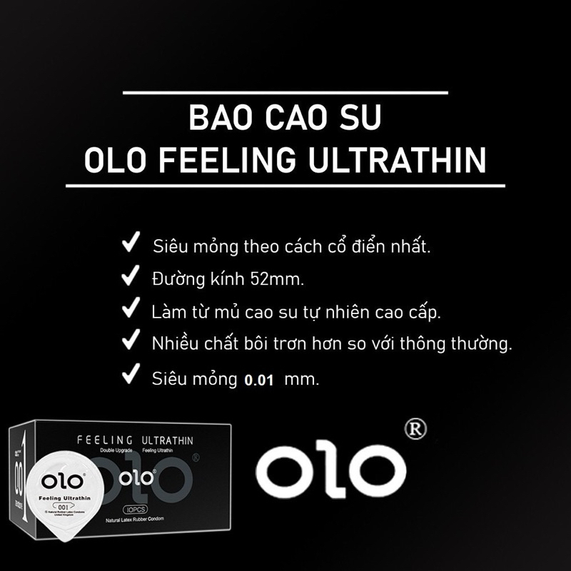 Bao Cao Su Siêu Mỏng 0.01mm OLO 001 Hộp 10 Cái