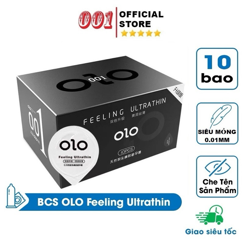 Bao Cao Su Siêu Mỏng 0.01mm OLO 001 Hộp 10 Cái