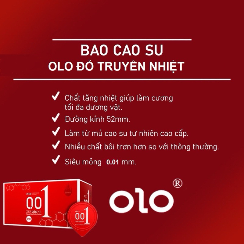 Bao Cao Su Siêu Mỏng 0.01mm OLO 001 Hộp 10 Cái