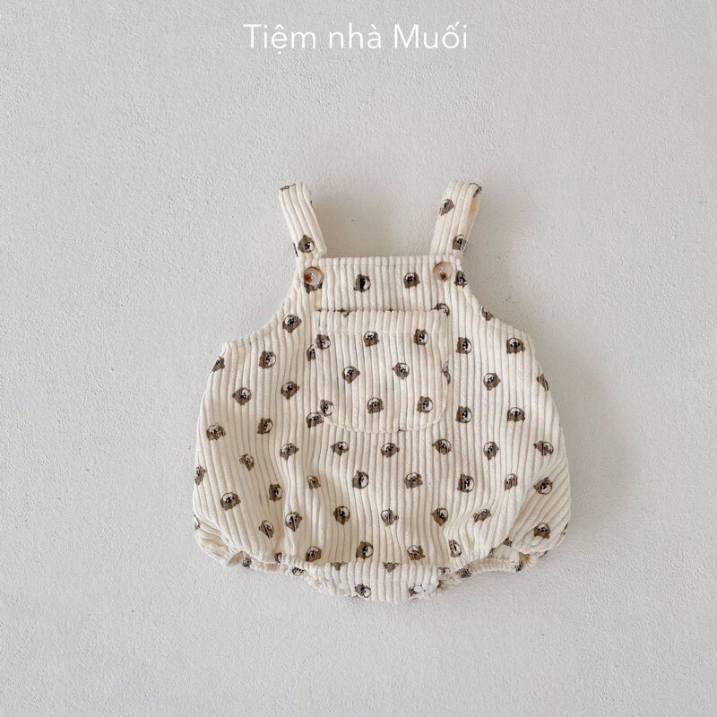 bodysuit yếm nhung chấm bi cho bé