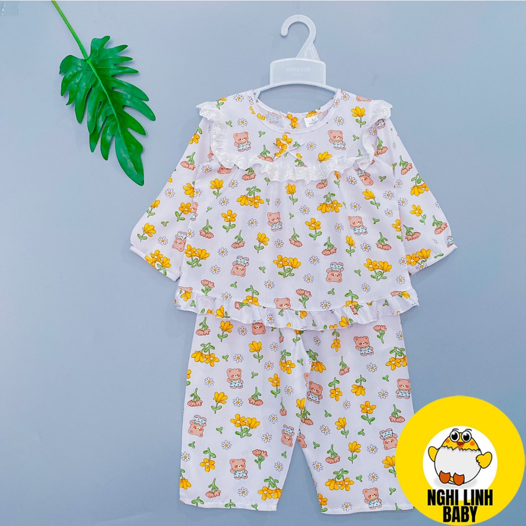 Đồ bộ bé gái, đồ mặc nhà nữ tole/ tone lanh tay dài quần dài quần áo trẻ em có size từ 8-38kg - Nghi Linh Baby