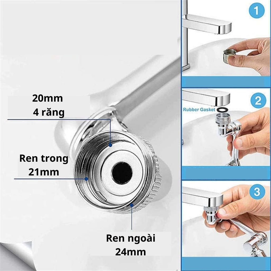 Đầu nối vòi nước, đầu vòi Lavabo tăng áp thông minh 2 chế độ nước tạo bọt xoay 1080 độ linh hoạt - PK109/ PK110/ PK119