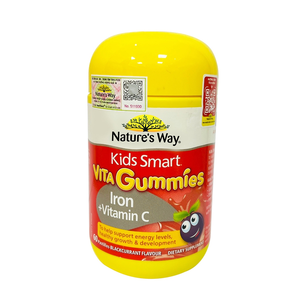 Nature's Way Kids Smart Vita Gummies Iron + Vitamin C - Kẹo Dẻo Bổ Sung Sắt Hữu Cơ Và Vitamin C (Hộp 60 Viên)