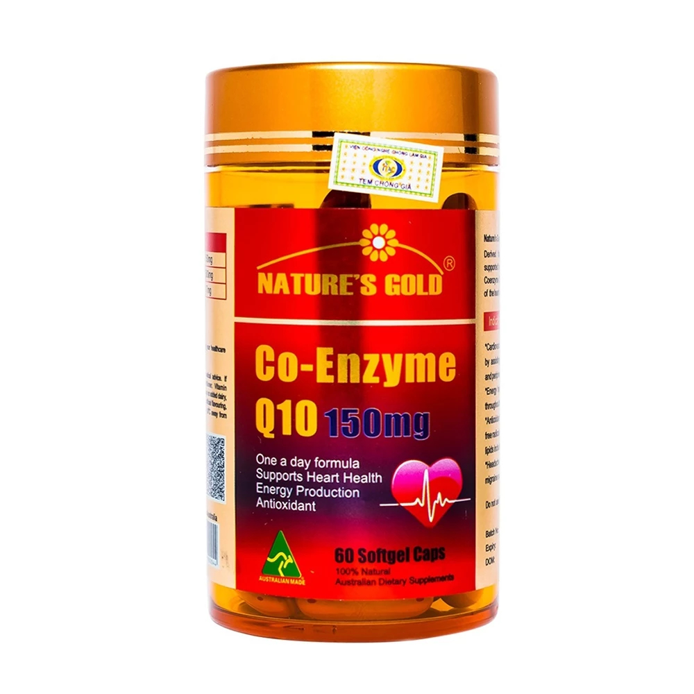 Nature's Gold Co-Enzyme Q10 150mg - Ngăn Ngừa Xơ Vữa Động Mạch, Suy Tim, Đột Quỵ (Hộp 60 Viên)