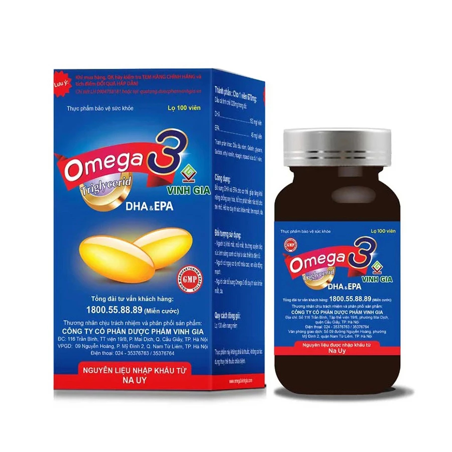 Omega 3 Vinh Gia - Hỗ Trợ Tăng Cường Trí Nhớ Và Thị Lực (Hộp 100 Viên)