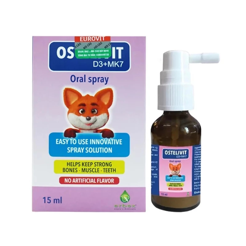Ostelivit D3 MK7 - Xịt Bổ Sung Vitamin D3, K2 Cho Trẻ Sơ Sinh & Trẻ Nhỏ (Hộp 15ml)