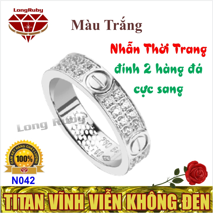 Nhẫn Nam Nữ Cực Sang - Nhẫn Thời Trang Đính 2 Hàng Đá - N042V