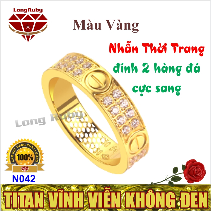 Nhẫn Nam Nữ Cực Sang - Nhẫn Thời Trang Đính 2 Hàng Đá - N042V