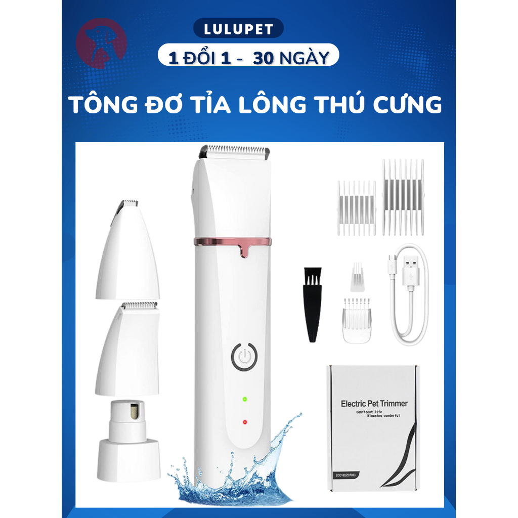 Tông Đơ Chó Mèo Đa Năng 4 Đầu Lulupet Full Bộ Cao Cấp Nhỏ Gọn, Tỉa Lông, Mài Móng, Tỉa Lông Bàn Chân Lông Tai