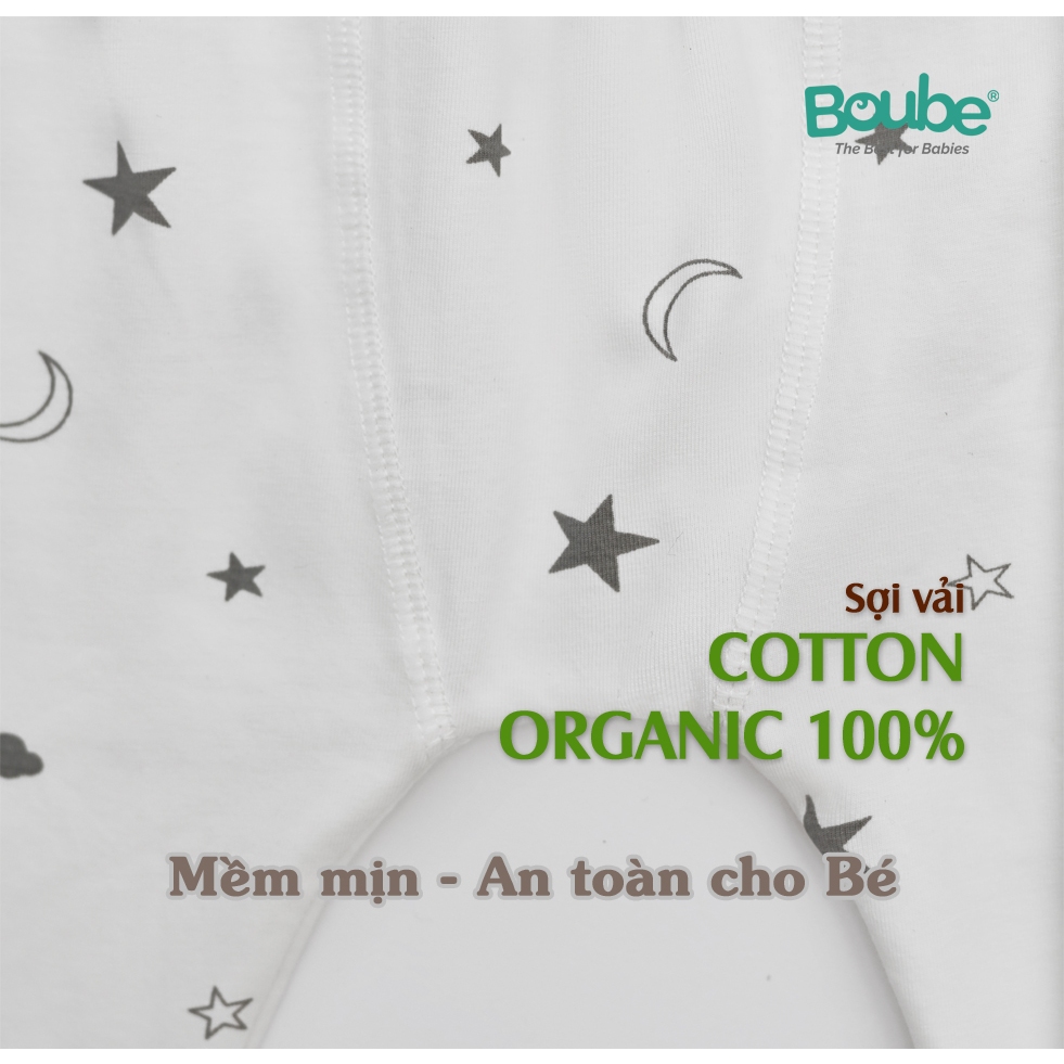 Bộ dài tay cúc thẳng hoạ tiết dễ thương cho bé sơ sinh và trẻ nhỏ Boube, Vải cotton organic thoáng mát- Size 0-24M
