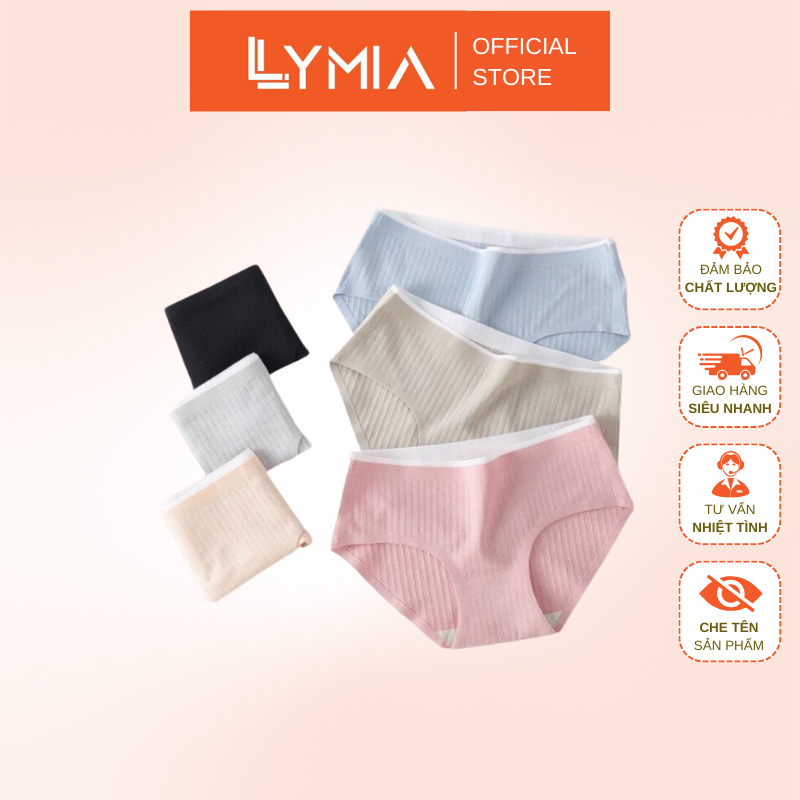 Quần lót nữ cotton LYMIA gân tăm không đường may siêu kháng khuẩn,khử mùi 86019