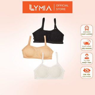 Áo lót nữ bra LYMIA cotton 3 dây có mút ngực, freesize >52kg
