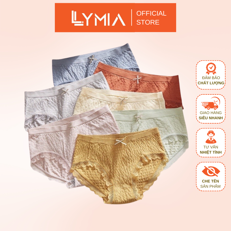 Quần lót nữ cotton LYMIA nhăn vải mềm ôm bụng nâng mông, quần chíp thông hơi co giãn kháng khuẩn QL07