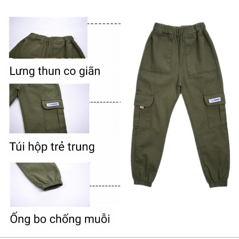 Quần kaki dài bo chân túi hộp bé trai size đại siêu xinh