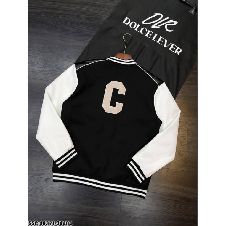 Áo bomber thêu chữ C unisex form rộng nam nữ tay bồng kiểu dáng bóng chày cá tính TONGKHOSI