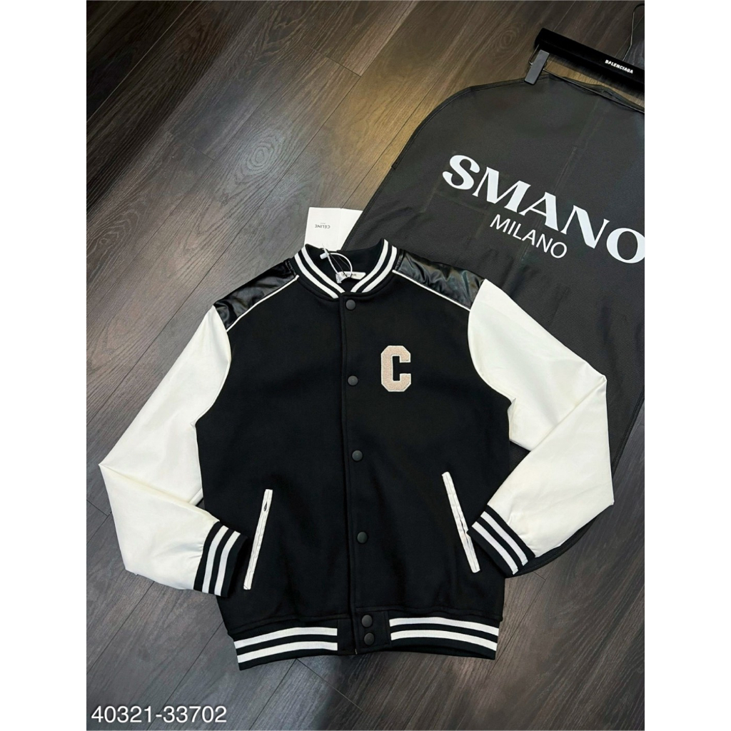 Áo bomber thêu chữ C unisex form rộng nam nữ tay bồng kiểu dáng bóng chày cá tính TONGKHOSI