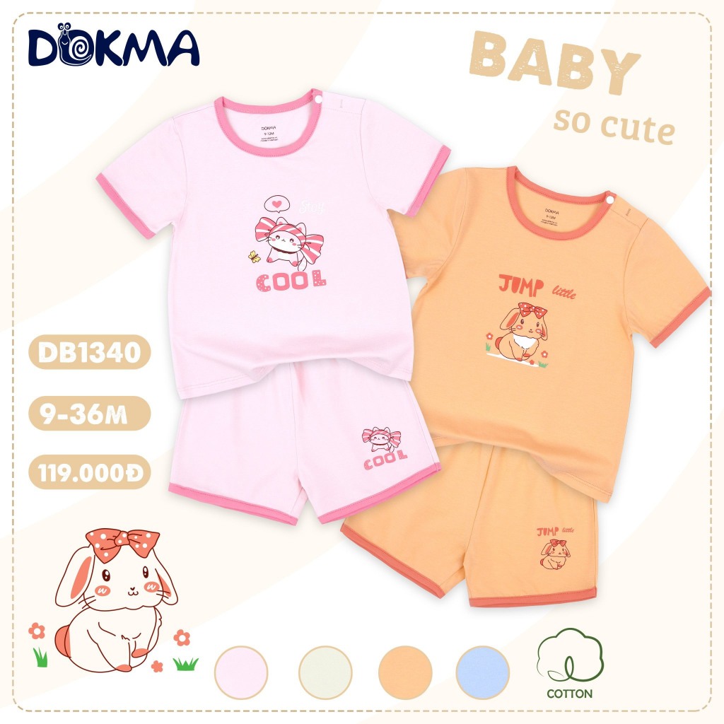 Dokma-Judoby Bộ Quần Áo Cộc Tay Cài Vai Vải Cotton Organic, Bambo Mềm Mịn Cho Bé Chính Hãng