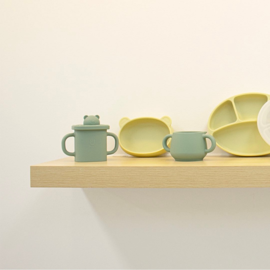 Cốc uống nước cho bé Bluemama silicone Hàn Quốc, nhập khẩu chính hãng có tem phụ