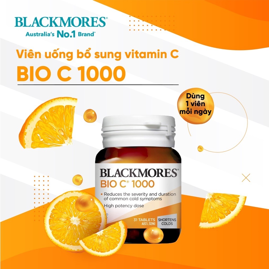 Viên uống vitamin C tăng cường sức đề kháng Blackmores Cold Relief Bio C 1000mg 31 Viên