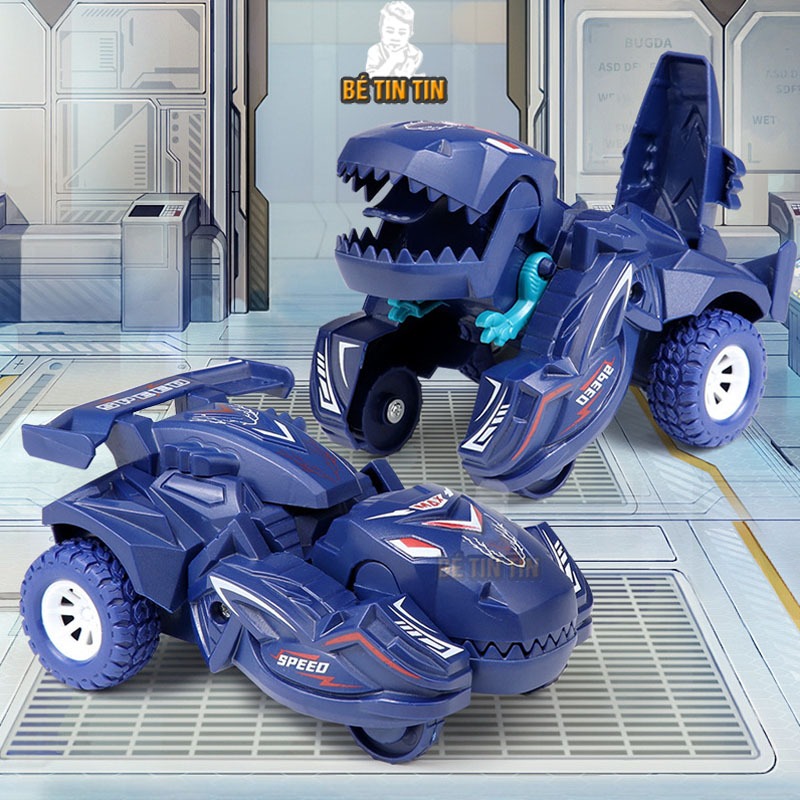 Xe Đồ Chơi Xe Biến Hình Khủng Long Biến Hình Dựng Và Xoay Khi Gặp Vật Cản