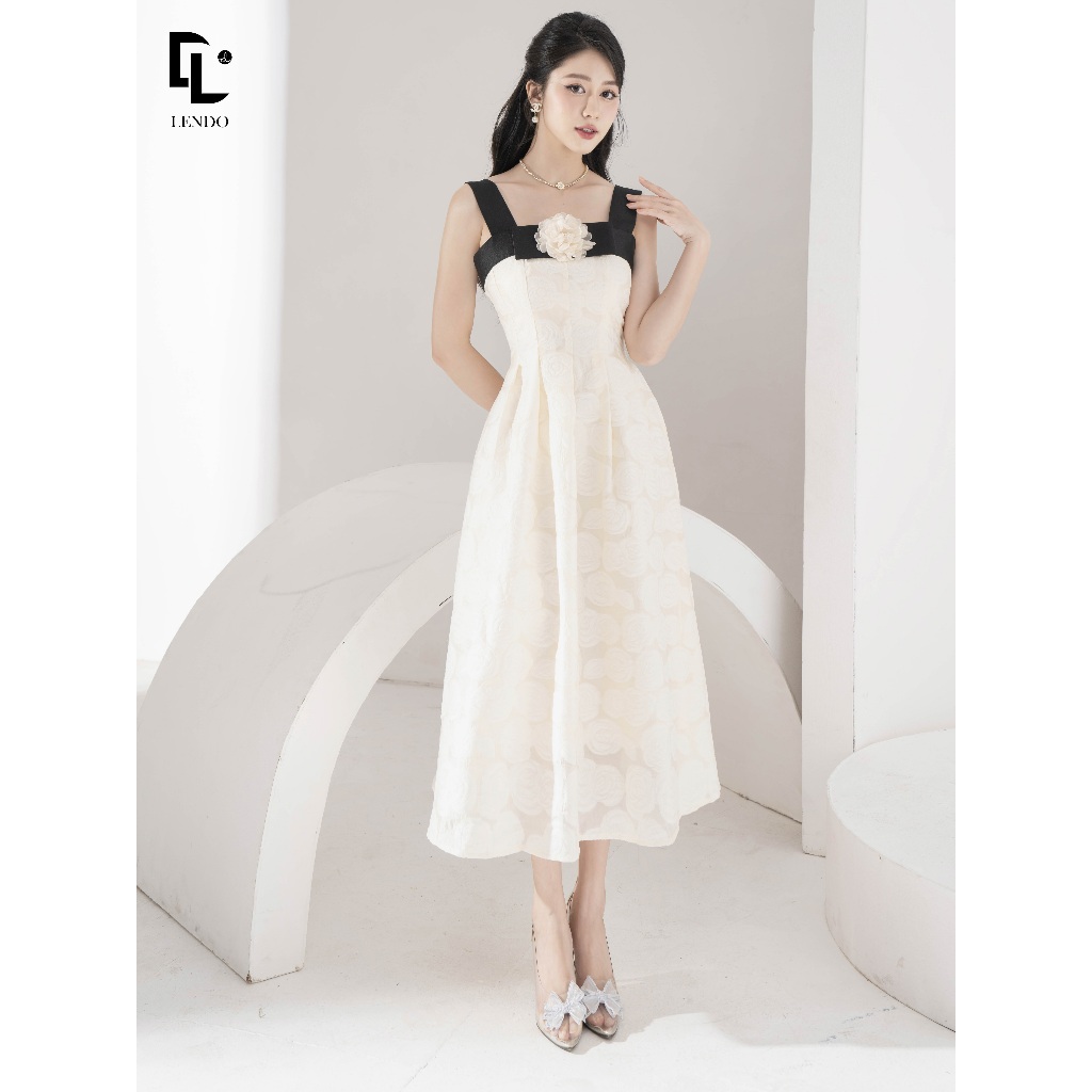 Đầm tiệc hoa hồng hai dây đính hoa LENDO DT230542