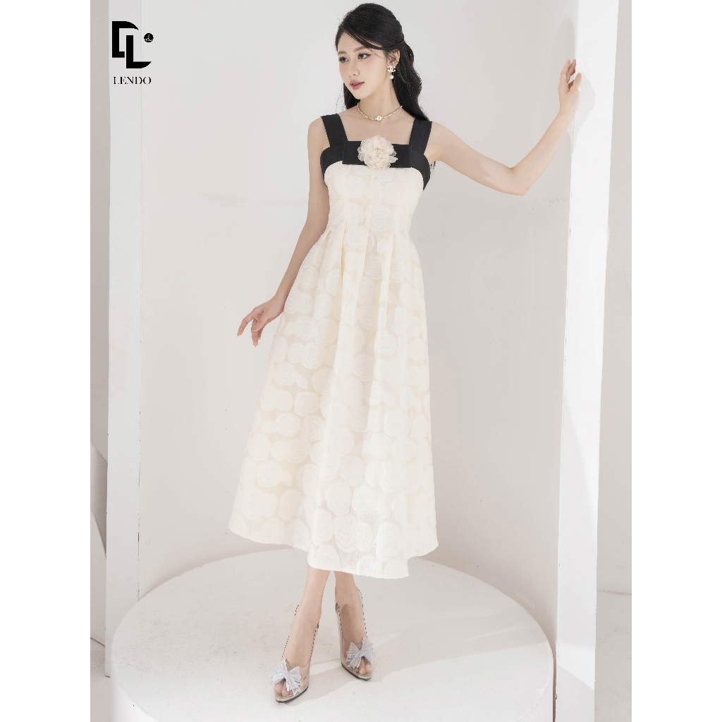 Đầm tiệc hoa hồng hai dây đính hoa LENDO DT230542