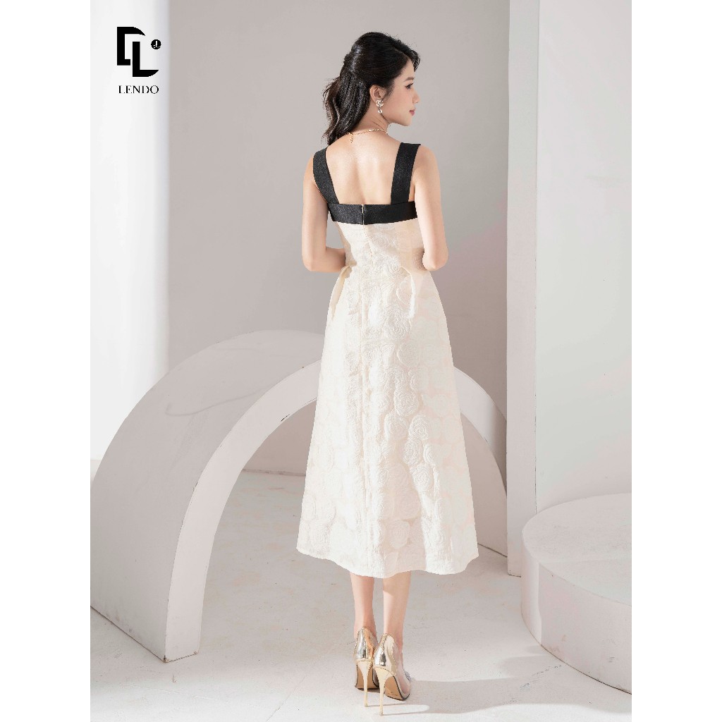 Đầm tiệc hoa hồng hai dây đính hoa LENDO DT230542
