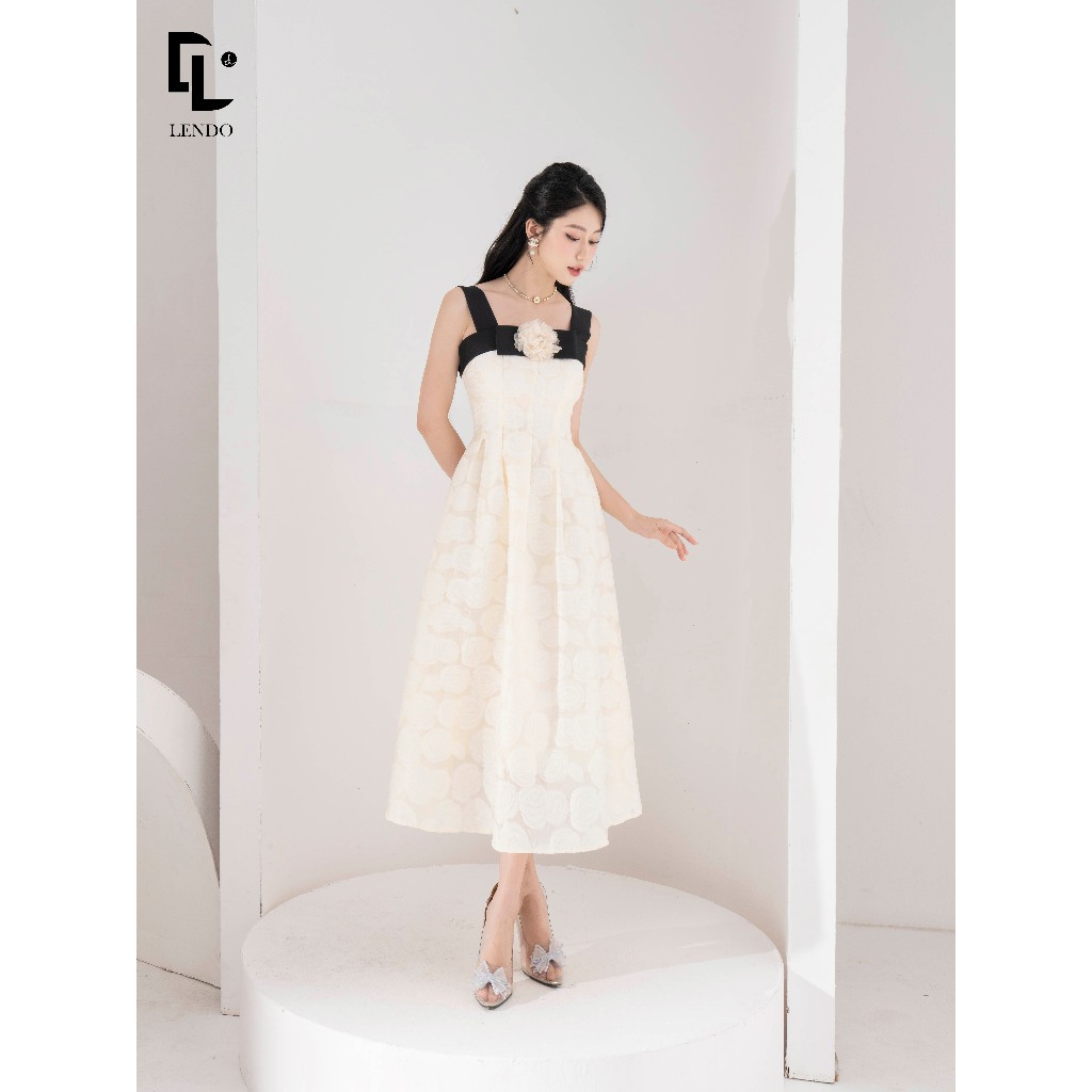 Đầm tiệc hoa hồng hai dây đính hoa LENDO DT230542