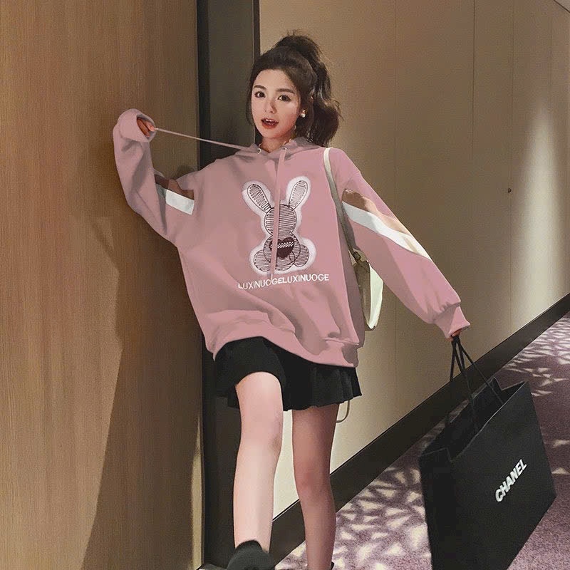 Áo khoác nam nữ Hoodie nỉ trơn Basic in THỎ form rộng tay bồng khóa kéo có mũ Ulzzang giá rẻ couple