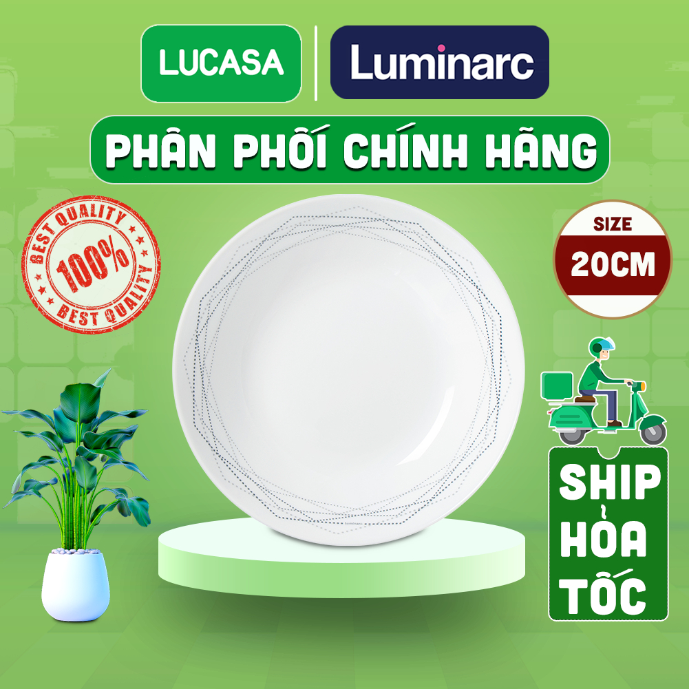 Bộ 6 Đĩa Sâu Thủy Tinh Cường Lực Luminarc Diwali Marble 20cm - BOL3762 | Phân Phối Chính Hãng