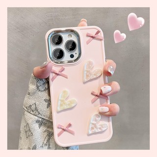 Ốp lưng điện thoại Iphone Hồng Pastel Trái tim nơ xinh