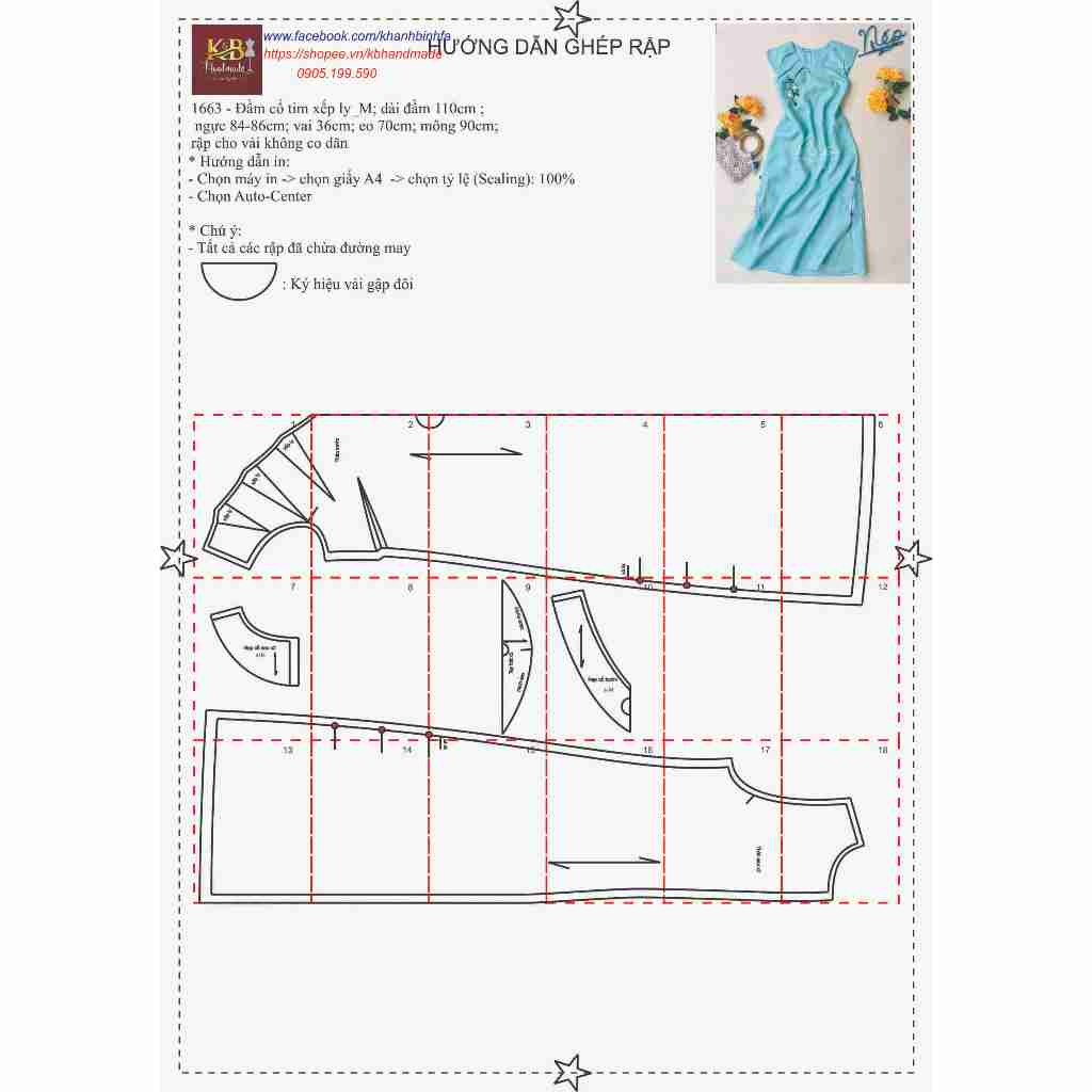 Rập giấy may đầm mã 1663