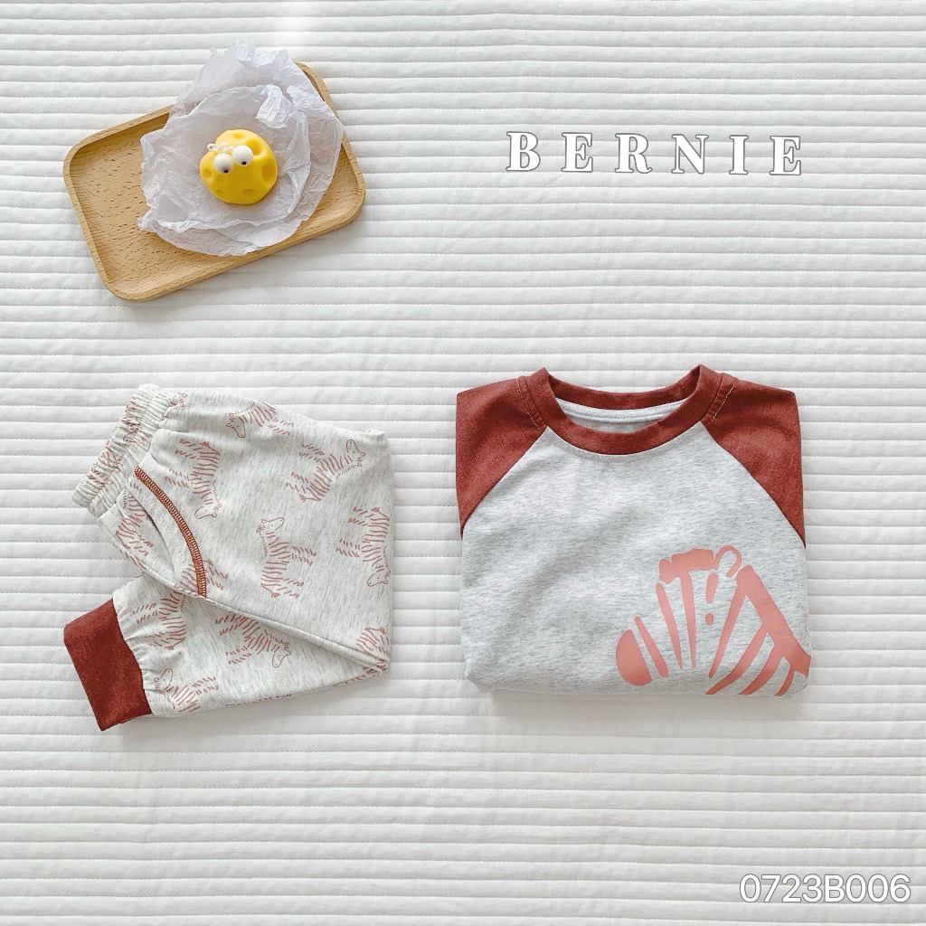 Bộ thu đông bé trai hoạ tiết ngựa vằn Bernie - Bộ dài tay bé trai cotton cho bé từ 9-23kg- 0723B006