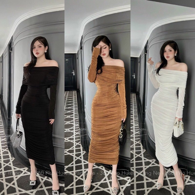 ĐẦM BODY TAY DÀI THIẾT KẾ PHỐI LƯỚI EO ÔM SÁT 3V SEXY SANG CHẢNH