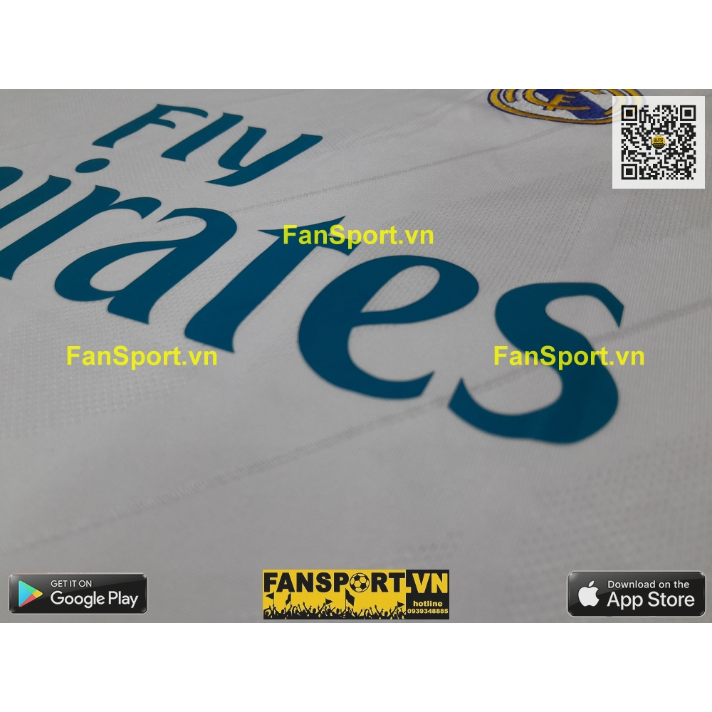 Áo đấu bóng đá Real Madrid 2017-2018 home shirt jersey white AZ8059 adidas BNWT chính hãng quà tặng bạn trai size L và S