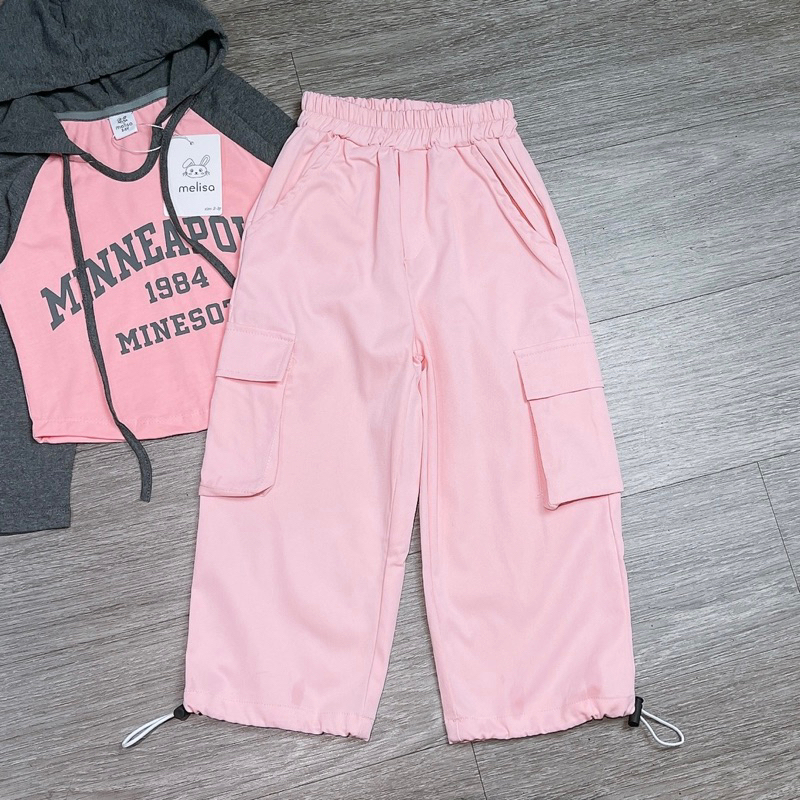 Bộ thun có mũ quần hồng Melisa