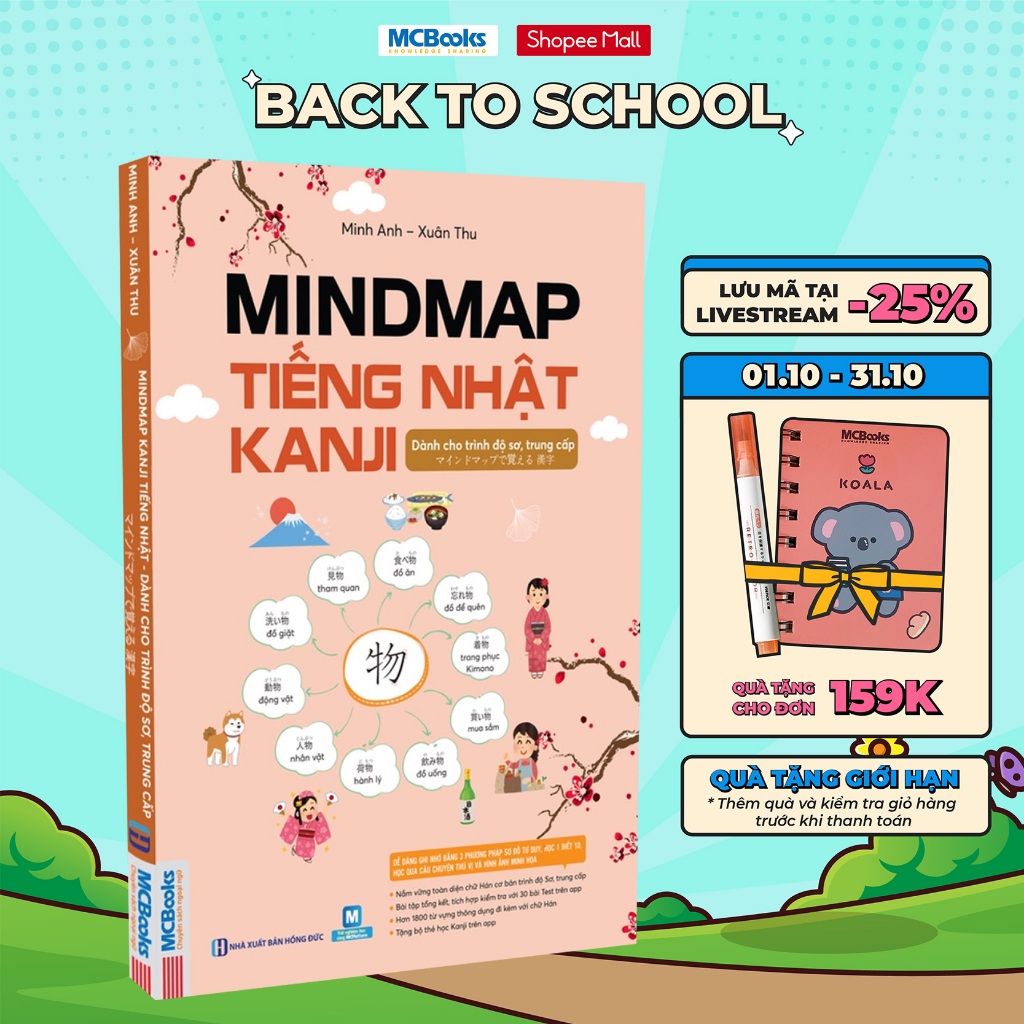 Sách - Mindmap Kanji tiếng Nhật – Dành cho trình độ sơ, trung cấp - Học kèm app