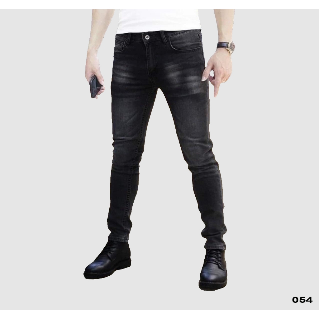 Quần dài jean nam LB, vải jean denim co giãn, màu xám trơn thời trang , phom skinny MS054