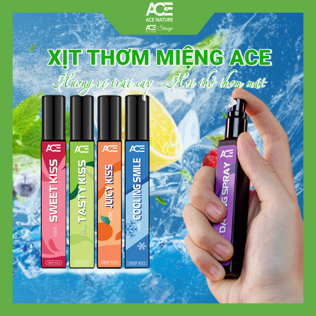 Xịt thơm miệng ACE vị trái cây Deep Kiss 10ml/1 chai ngọt ngào hơi thở the mát